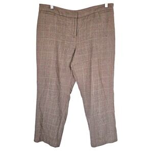 Pendleton Petite Plaid Wool Blend Trousers 14 Brown Classic‎ Fit Office Capris